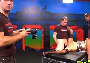 Dark-haired babe swallowing semen on camera