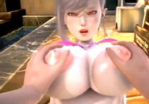 3D hentai with a white-haired hottie in POV